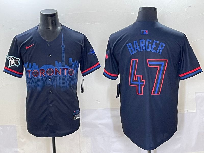 Men 2025 Toronto Blue Jays 47 Barger Black Joint Name Nike MLB Jersey style 10